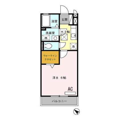 B-POP II(1K/1階)の間取り写真