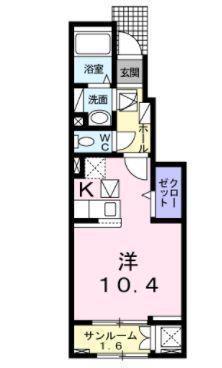 アネット大在B(ワンルーム/1階)の間取り写真