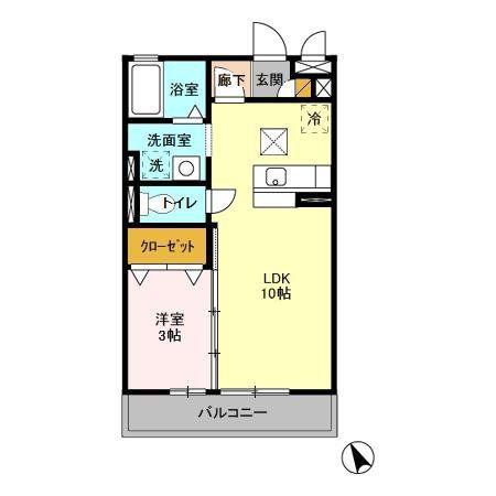 ベルデュール(1LDK/1階)の間取り写真