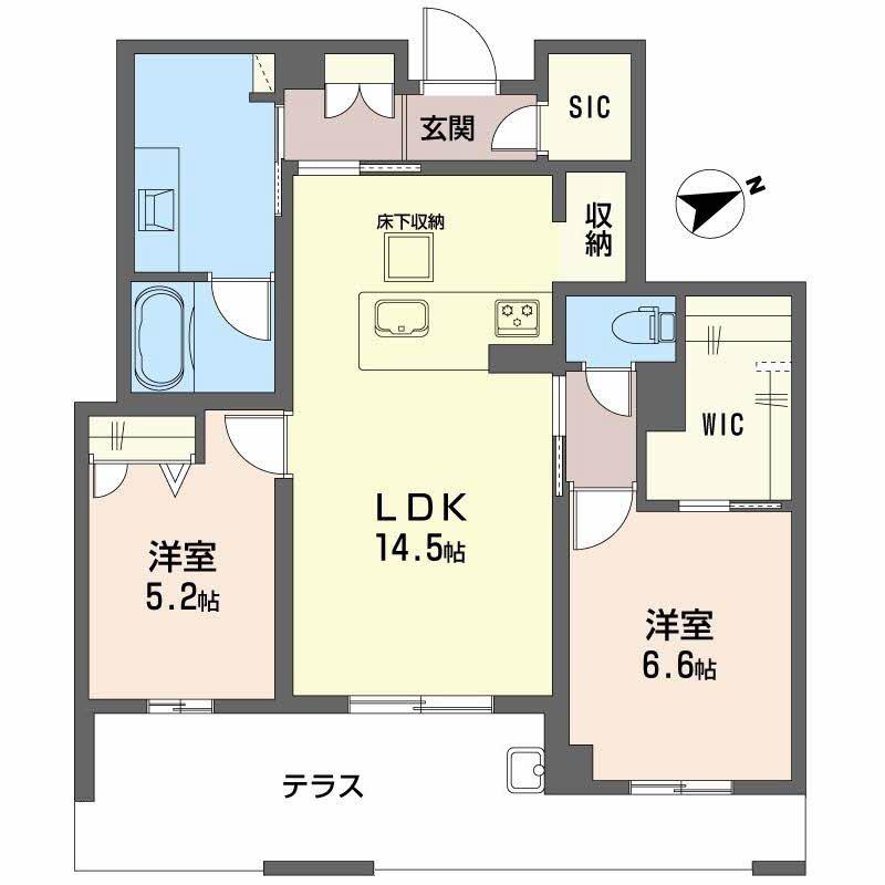 アルテーヌ浜寺元町(2LDK/1階)の間取り写真