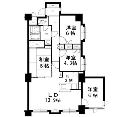 ローヤルハイツ南9条II(4LDK/6階)の間取り写真