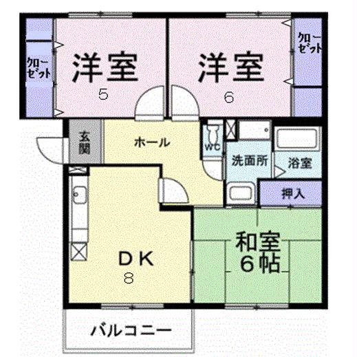 ボナール山の手パートII(3DK/2階)の間取り写真