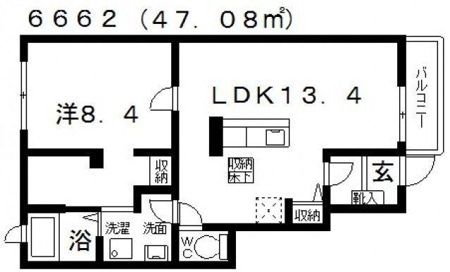 ベルメゾン 弐番館(1LDK/1階)の間取り写真