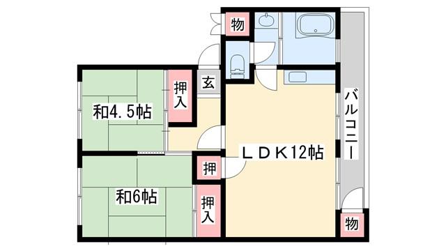 コーポ播磨7号館(3DK/3階)の間取り写真