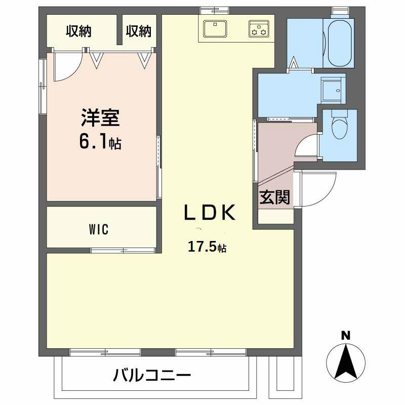 ラ・パルテール壱番館 輝(1LDK/2階)の間取り写真