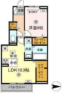 エトワリア(1LDK/1階)の間取り写真