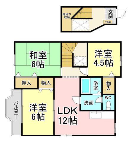 エスポワール茶屋の原(3LDK/2階)の間取り写真