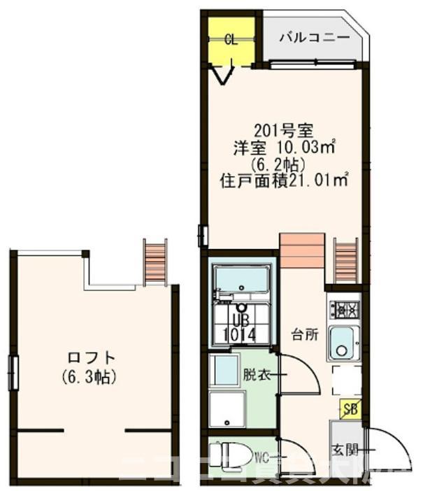 フェアレディ(1K/2階)の間取り写真