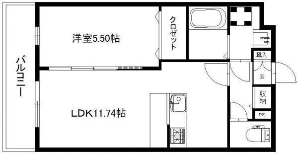 グランソレイユ(1LDK/2階)の間取り写真