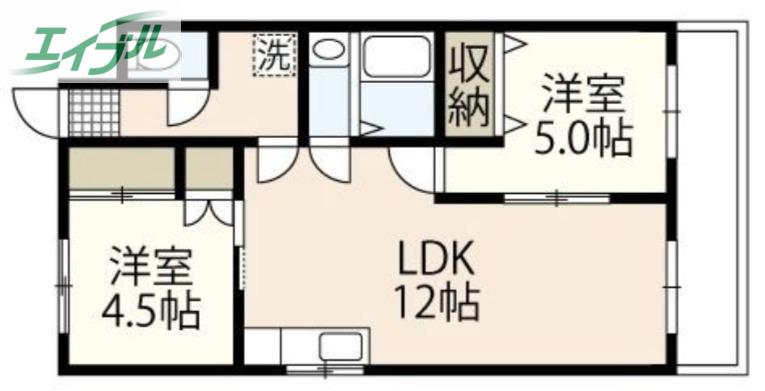 センチュリー宮西(2LDK/1階)の間取り写真