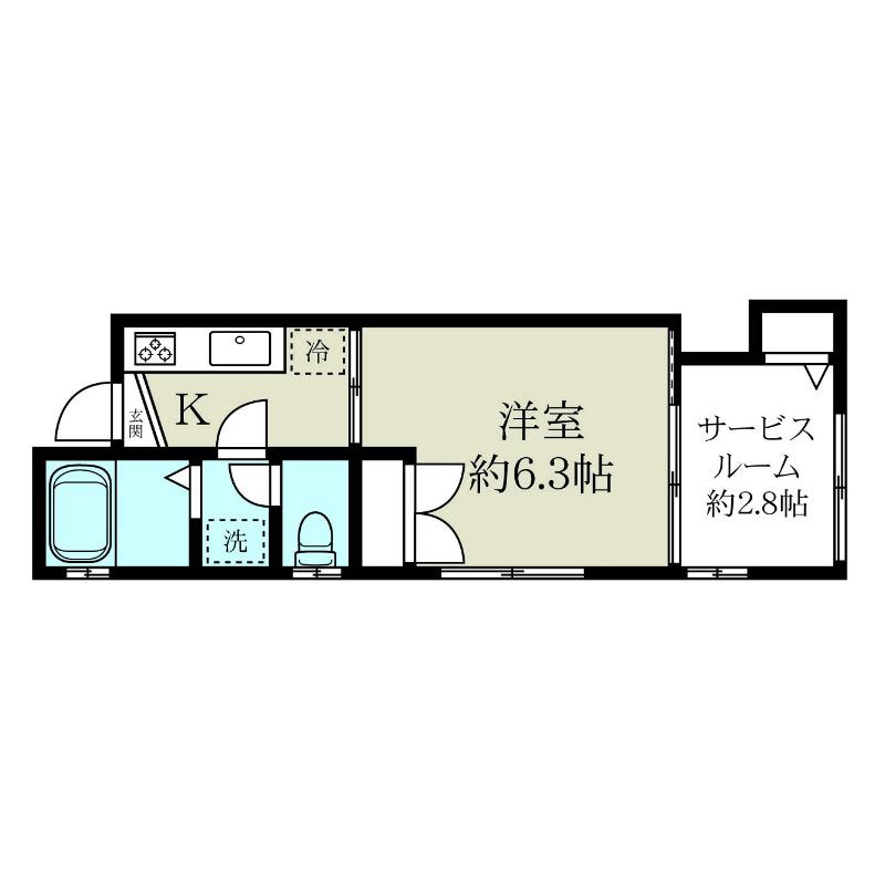 サンフレンドヌッタリ(1SK/2階)の間取り写真