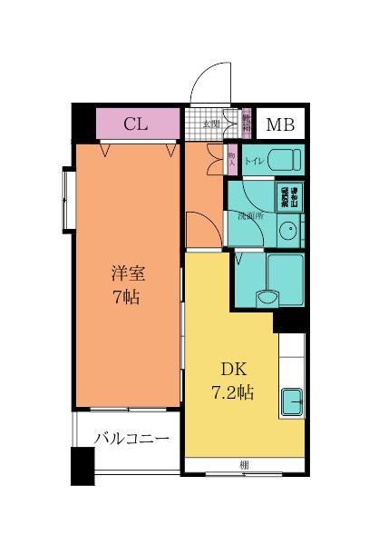 MDIインターフェイス竪町(1DK/8階)の間取り写真