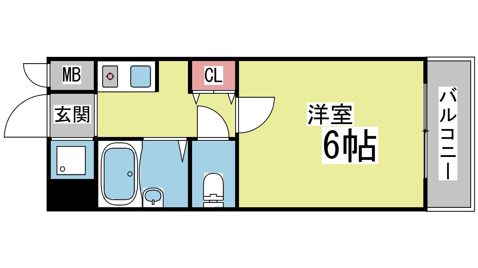 香川ハイツ御影イースト(1K/9階)の間取り写真