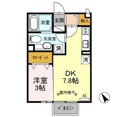 ウェールス(1DK/2階)の間取り写真