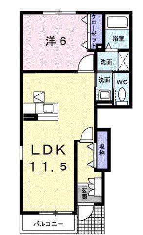 サニーヒル(1LDK/1階)の間取り写真