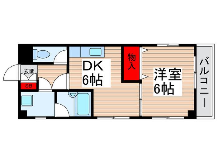 新松戸レジデンス(1DK/2階)の間取り写真