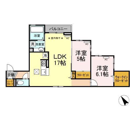 ストリーム久米川(2LDK/1階)の間取り写真