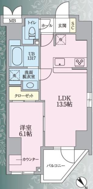 ニアレスタSUGAMO(1LDK/3階)の間取り写真