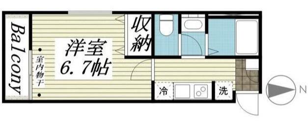 ミレーニア(1K/2階)の間取り写真