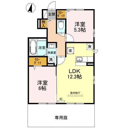 ファヴォーレⅢ(2LDK/1階)の間取り写真