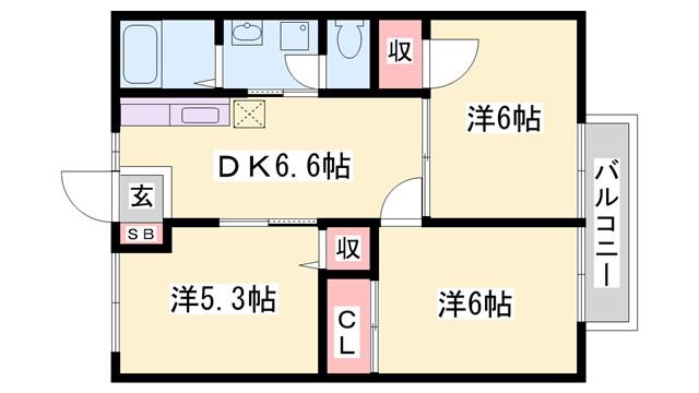 ロイヤル小林(3DK/2階)の間取り写真