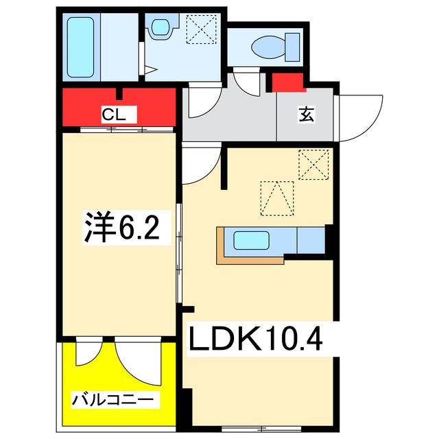 ヒカルサ新潟関屋(1LDK/3階)の間取り写真