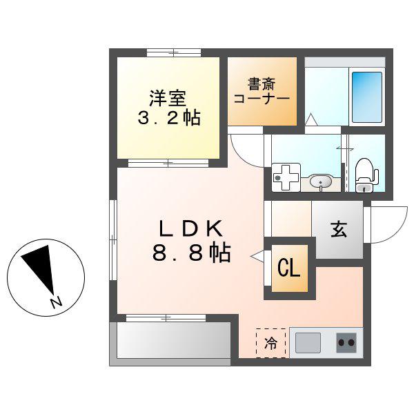 NEW NORMAL 51(1SLDK/2階)の間取り写真