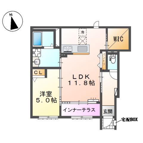 ボナール(1LDK/1階)の間取り写真