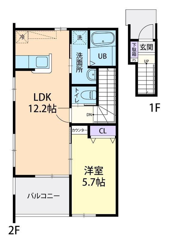 SKY HOUSE(1LDK/2階)の間取り写真
