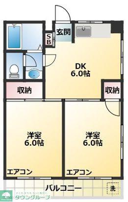 第三大信マンション(2DK/4階)の間取り写真