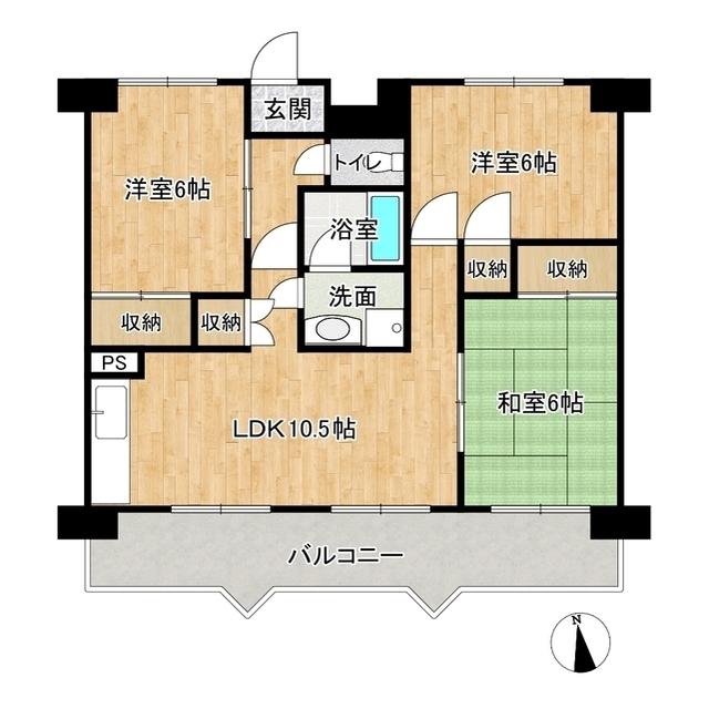 アフレル三国が丘ビル(3LDK/4階)の間取り写真