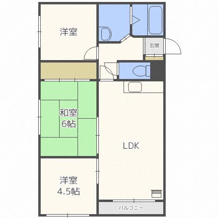 クチュール新川(3LDK/4階)の間取り写真