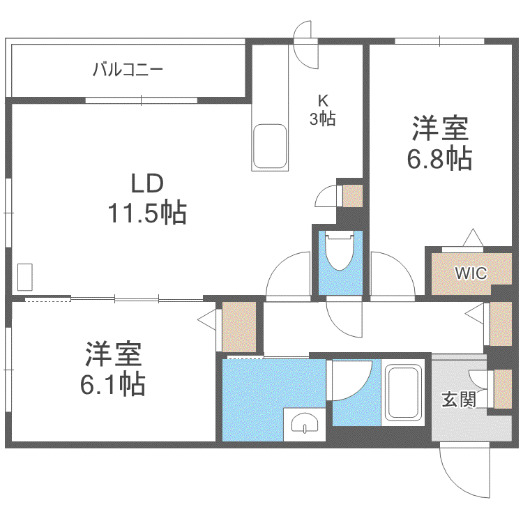 BASE厚別西(2LDK/4階)の間取り写真