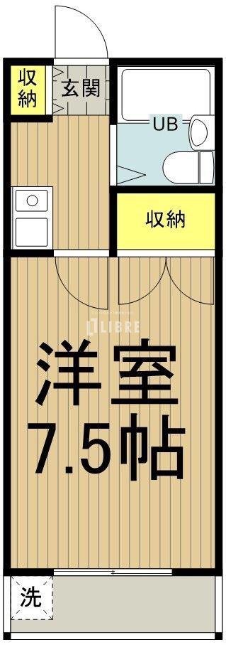 メビウスコート国立(1K/2階)の間取り写真