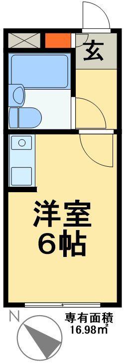 同花ビル(ワンルーム/3階)の間取り写真