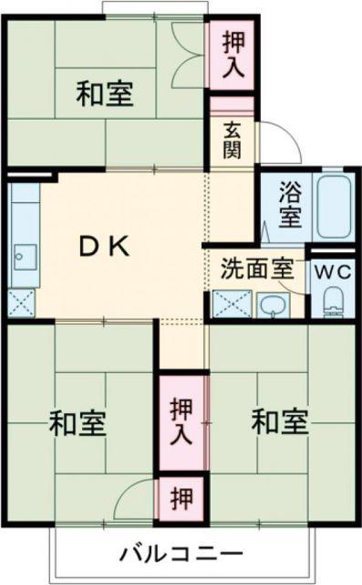 くすの木ハイツII(3DK/1階)の間取り写真