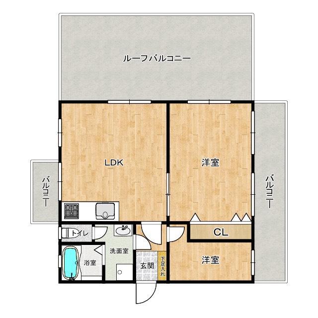 エメラルドマンション姪浜III(2LDK/5階)の間取り写真