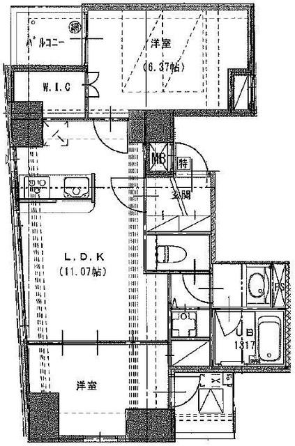 S-RESIDENCE日本橋浜町(2LDK/12階)の間取り写真