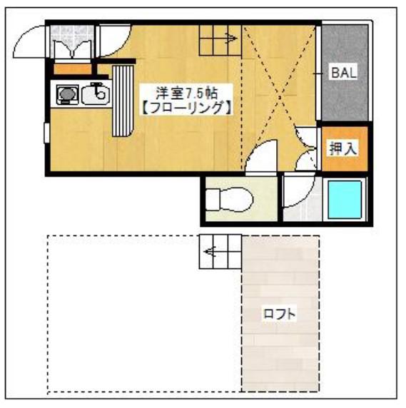 シティハイム光丘(1K/2階)の間取り写真