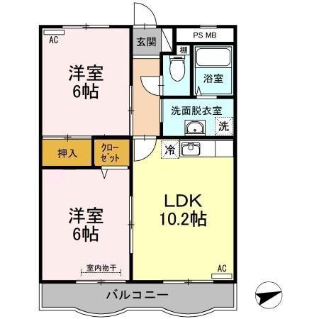 セブンヒルズ(2LDK/1階)の間取り写真