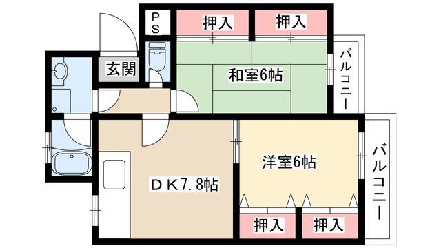 サンファミリア長久手I(2DK/1階)の間取り写真
