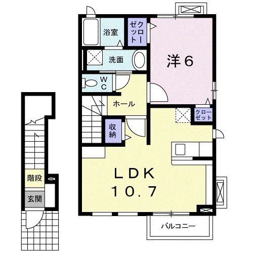 マグノリア(1LDK/2階)の間取り写真