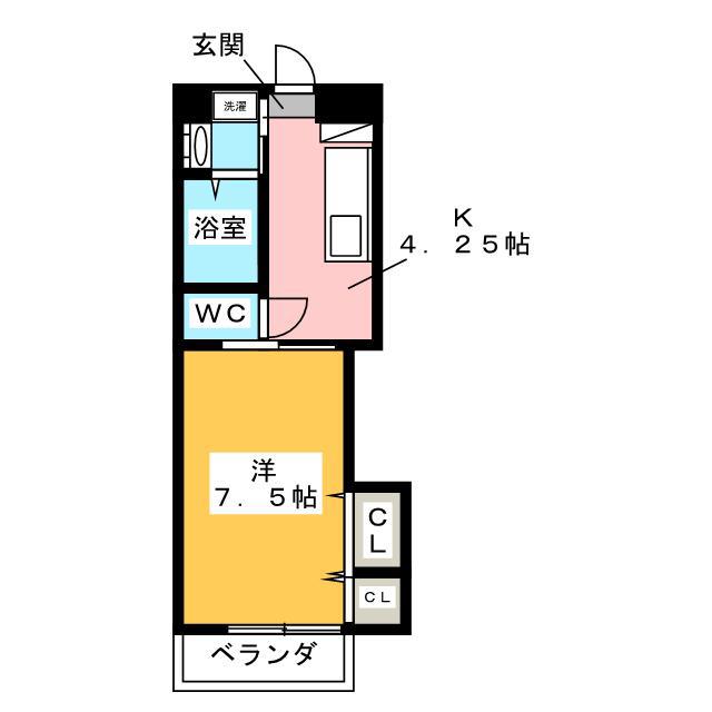 ドムスフルール(1K/2階)の間取り写真