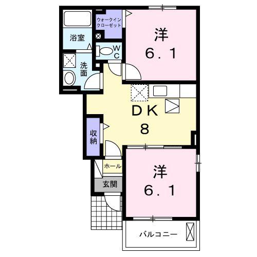 グラシアス(2DK/1階)の間取り写真