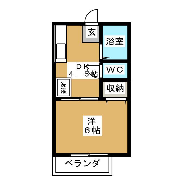 シャルマンハイム(1DK/2階)の間取り写真
