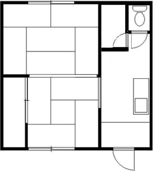 堀井マンション1号館/2号館/南館(2DK/2階)の間取り写真