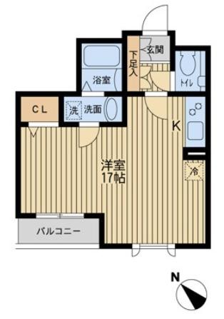 プロスペクト初台(ワンルーム/1階)の間取り写真