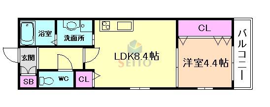 LA VIE BELLE 宝山町(1LDK/3階)の間取り写真