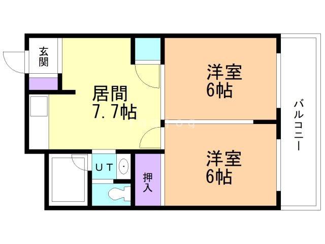 N.TOWER(2DK/5階)の間取り写真
