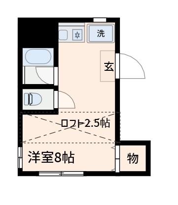 チェックメイト三鷹台(ワンルーム/2階)の間取り写真